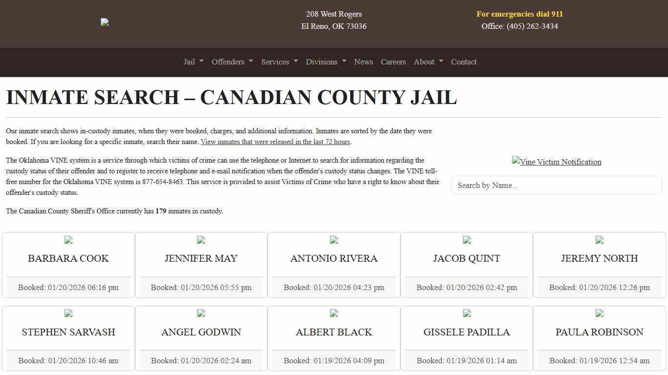 Inmate Search | Canadian County Sheriff's Office
